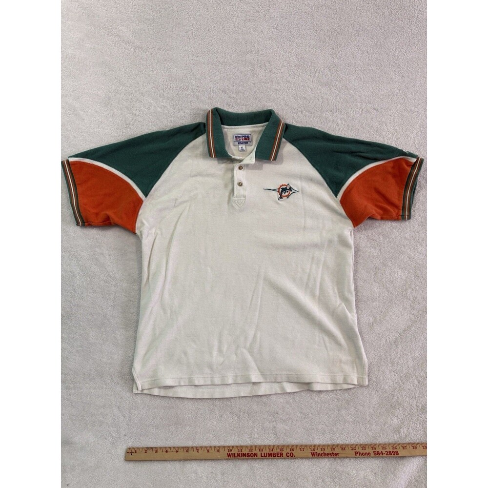 Vintage Pro Player NFL Miami Dolphins Polo Shirt 90s Heavy Cotton Men's Size XL